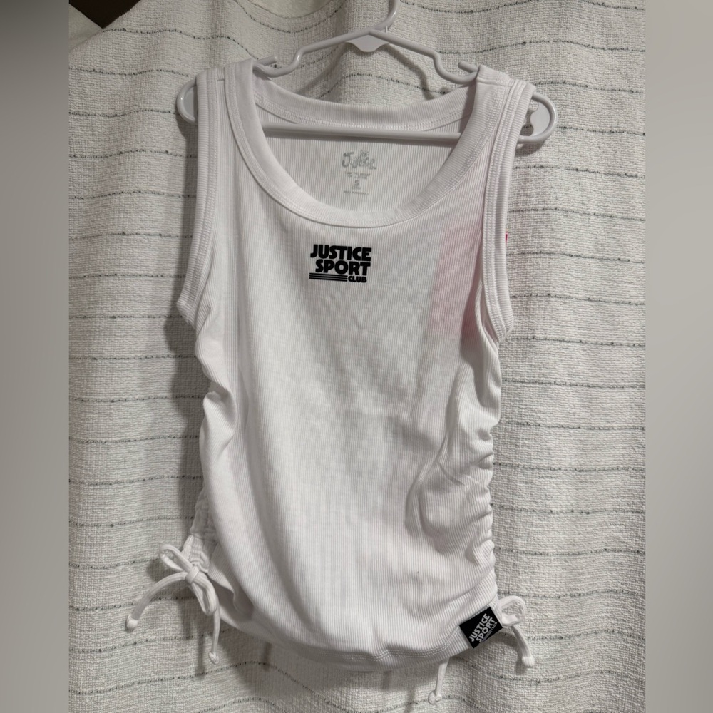 Justice White Ribbed Tank Top